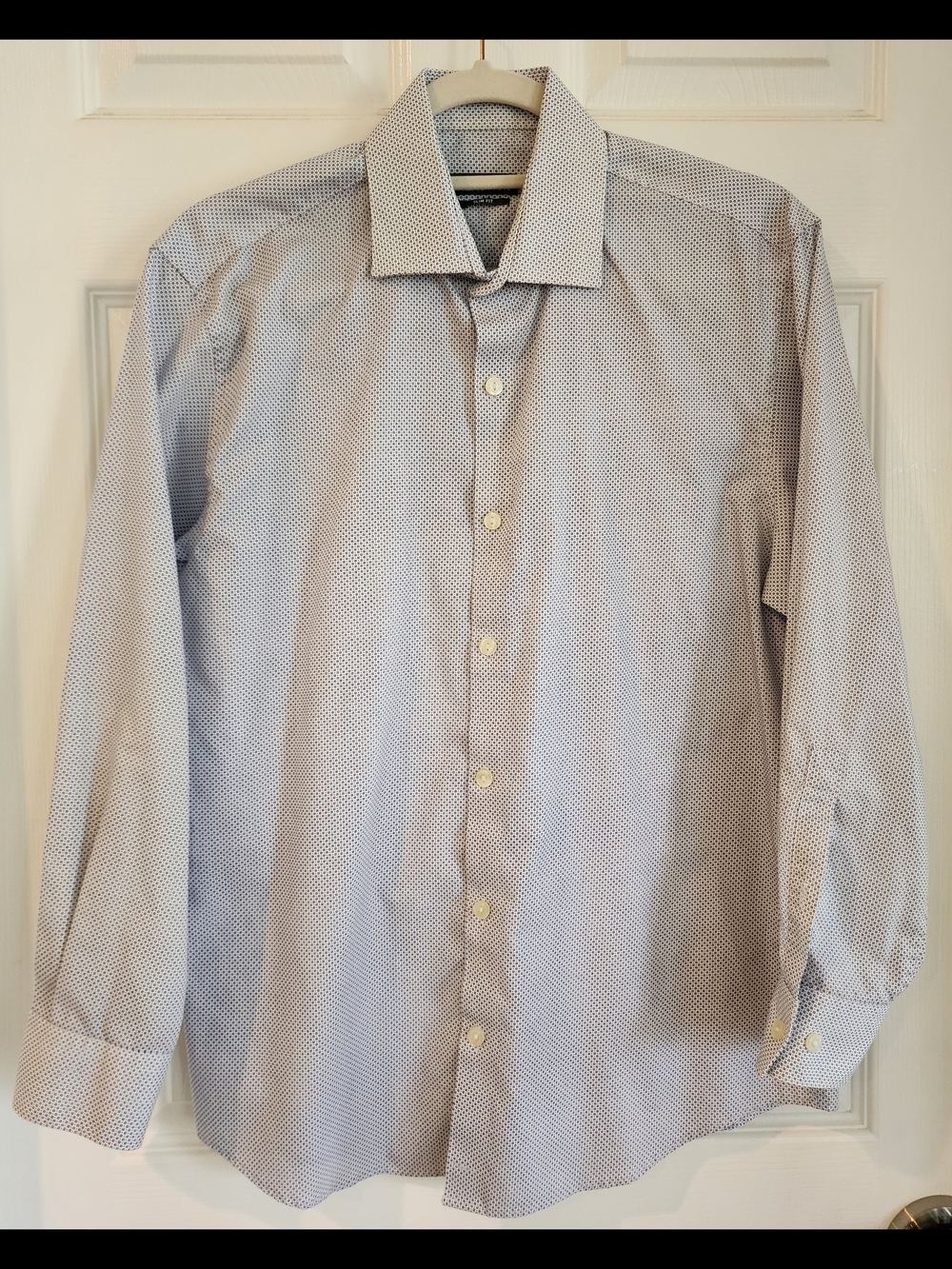 Kenneth Cole Reaction Shirt Mens 15 32/33 White/Blue Long Sleeve Button Slim Fit